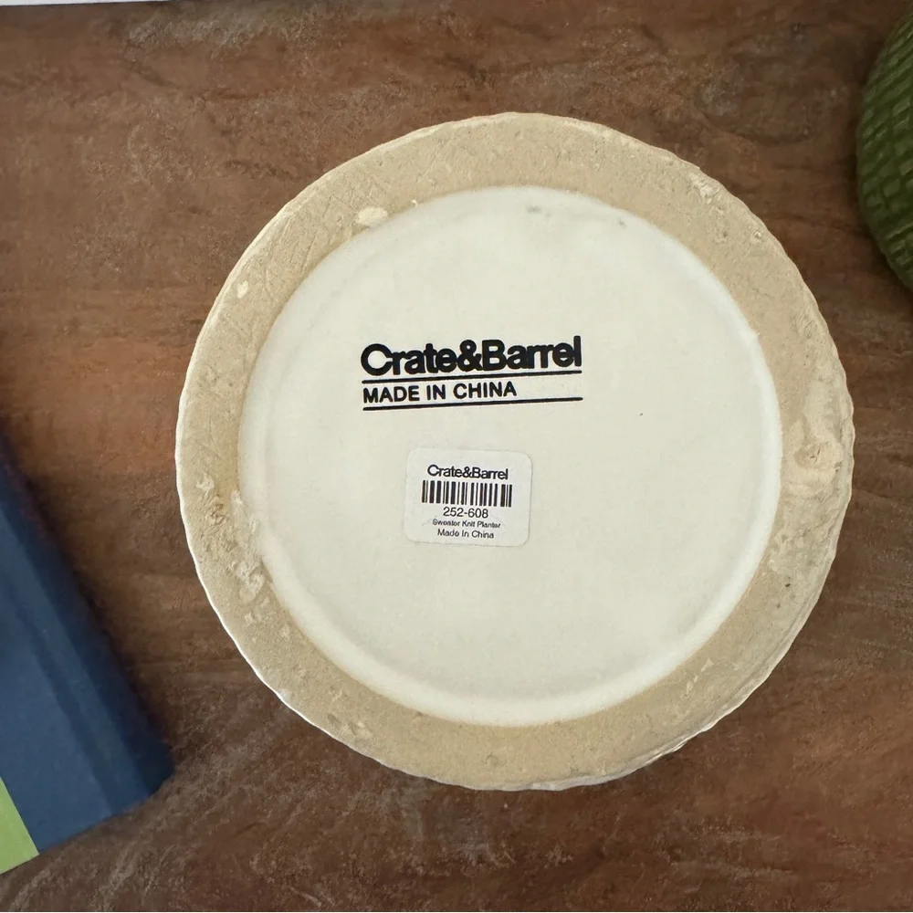 Crate&Barrel White Textured Ceramic Planter